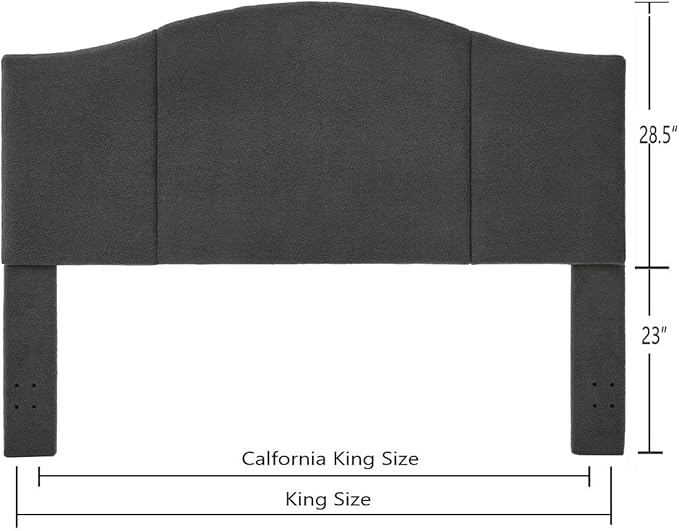 24KF Middle Century Upholstered Foldable California King Size Headboard,Comfortable Boucle Teddy Fabric Headboard King/CA King, 6033-K-Dark Gray