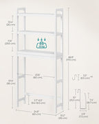 SONGMICS Over The Toilet Storage, 3-Tier Over Toilet Bathroom Organizer with Adjustable Shelf, 10.2 x 24.8 x 66.9 Inches, Space-Saving, Cloud White UBTS01WT
