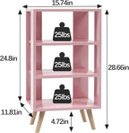 Night Stand, Pink Kids Nightstand, Modern End Table with Open Storage, 3-Tier Nursery Bedside Table for Small Space, Living Room, Bedroom