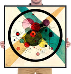 Wieco Art Framed Abstract Wall Art Canvas Prints Circles in a Circle, 1923 by Wassily Kandinsky Classic Art Oil Paintings Reproductions for Home Decoration