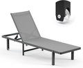 Pool Lounge Chairs, Chaise Lounge Outdoor with Wheels and 5-Position Recliner -Easy to Move- Aluminum Patio Lounge Chair for Poolside, Deck (Darkgray)