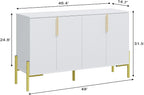 4 Doors Sideboard Buffet Cabinet with Adjustable Shelves,Modern Accent Sideboard with Golden Legs,Wide Storage Cabinet for Kitchen,Living Room,White