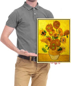 Wieco Art Framed Canvas Wall Art Vase with Fifteen Sunflowers by Van Gogh Classic Oil Paintings Abstract Flowers Canvas Prints for Home Decor Modern Framed Floral Picture Artwork
