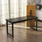 Tribesigns Computer Desk, 55 inch Large Office Desk Computer Table Study Writing Desk for Home Office, Black + Black Leg