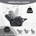 CANMOV Large Power Lift Recliner Chairs with Massage and Heat for Elderly, Heavy Duty and Safety Motion Reclining Mechanism Electric Wide Recliners with USB Ports, 2 Concealed Cup Holders (Grey Green)