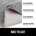 GORILLA GRIP Bathroom Rugs, 30x20, Ultra Soft Absorbent Mat, Thick Plush Bath Rug, Machine Washable, Microfiber Quick Dry, Mats for Shower, Bathtub and Floor, Home Decor Accessories, Gray