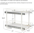 Household Essentials Glidez Multipurpose Powder-Coated Steel Pull-Out/Slide-Out Storage Organizer with Plastic Liners 2-Tier Dual-Slide Design, White