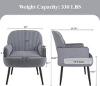 Velvet Accent Chair, Upholstered Modern Leisure Single Sofa Side Chair, Comfy Tufted Back Armchair with Metal Legs for Living Room/Bedroom/Office/Reading Room, Grey