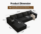 135.4" Cloud Sectional Couch with L-Shape Chaise,Modern Modular Sofa with Deep Seat, Upholstered Couches for Living Room Bedroom Apartments,No Assembly Required, (Black,Left Facing Chaise)