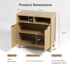 Buffet Cabinet with Storage - Elegant Fluted Storage Cabinet with Adjustable Shelves and Solid Wood Leg, Modern Buffet Sideboard for Living Room, Dining Room, Entryway
