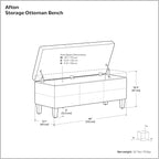 SIMPLIHOME Afton 48 inch Wide Contemporary Rectangle Storage Ottoman Bench in Midnight Black Vegan Faux Leather, Assembled, For the Living Room and Bedroom