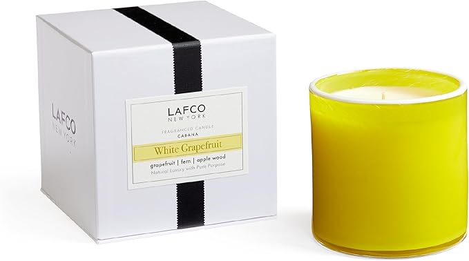 LAFCO New York Signature Candle, White Grapefruit - 15.5 oz - 90-Hour Burn Time - Reusable, Hand Blown Glass Vessel - Made in The USA