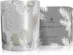 Thymes Frasier Fir Candle – Pine Needle Design – Holiday Scented Candle – Notes of Crisp Siberian Fir, Cedarwood & Sandalwood – Luxury Home Fragrance Gifts for Women & Men – Silver (Statement, 6.5 oz)