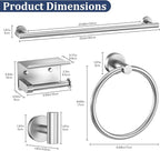5 Pieces Bathroom Hardware Set Brushed Nickel Towel Bar Set Round Towel Holder Set Upgraded Paper Towel Holder with Shelf Stainless Steel Wall Mounted,23.6 Inch