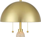 Possini Euro Design Chanterelle 24 1/2" High Mushroom Mid Century Modern Table Lamp Pull Chain Beige Faux Stone Finish Single Brass Dome Shade Living Room Bedroom Bedside Nightstand House Office