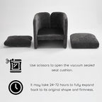 Modern Barrel Accent Chair, Single Sofa Chair with Removable Back Pillow, Comfy Chenille Upholstered Reading Accent Chair Lounge Armchair for Bedroom Living Room, Grey