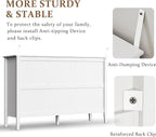 RoyalCraft White 6 Drawer Dresser for Bedroom, Fluted Painted Wood Chest of Drawers, Modern TV Stand Storage Cabinet for Living Room, Entryway, 47" W x 16" D x 32" H