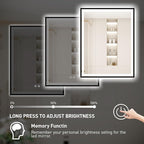 28X36 Inch Framed LED Lighted Bathroom Mirror,Backlit and Front Wall Mounted Black Metal Vanity Mirrors with Lights,Double LED Dimmable Illuminated & 3 Colors Temperature Anti-Fog Mirror