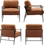 LukeAlon Mid-Century PU Leather Accent Chair, Ultra Soft Living Room Chair with Metal Legs Modern Armchair Upholstered Comfy Leisure Chair for Bedroom Reception Area Reading Room, Brown