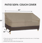 Easy-Going Camel/Dark Brown Waterproof Heavy Duty 3-Seater Patio Sofa Cover, 62Wx40Dx32H inch