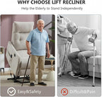 PELUMY Manual Lift Recliner Chair with Massage and Heat for Elderly, Single Motor Electric Lift Chair, Heavy Duty Recliner with USB Charging & Side Pockets (Chenille, Beige)