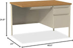 Lorell Single Right Pedestal Desk, 42 by 24 by 29-1/2-Inch, Putty Oak