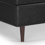 SIMPLIHOME Shay 38 inch Wide Mid Century Modern Large Square Coffee Table Storage Ottoman in Distressed Black Vegan Faux Leather, Assembled, for The Living Room and Entryway