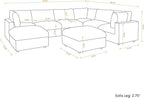 Modular Sectional Sofa with Ottoman,134inch U Shaped Convertible Cloud Couch,8 Seater Convertible V Shaped Living Room Sets,Cover Washable and Replaceable Couches for Living Room,Beige