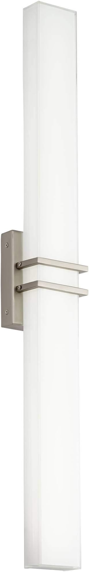 Possini Euro Design Exeter Modern Wall Mount Light LED Brushed Nickel Silver Metal 36" Wide Vanity Bar Fixture Rectangular Silk Screened Glass Shade Decor for Bathroom Over Mirror House Home