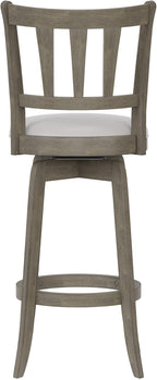 Hillsdale, Presque Isle Wood Bar Height Swivel Stool, 19"D x 17.5"W x 43.5"H, Aged Gray