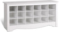 Prepac White Shoe Cabinet, Entryway Bench, Mud Room Organization and Storage Bench with 18 Shoe Cubbies 16"D x 48"W x 24"H