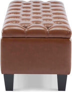 Christopher Knight Home Ottilie Faux Leather Storage Ottoman Bench, Wooden Rectangular Ottoman with Storage, Bedroom End of Bed Foot Stool, Entryway Ottoman Footrest, Living Room Extra Seat, Brown