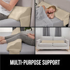 GORILLA GRIP Patent Pending Queen Bed Wedge Pillow Headboard Gap Filler, US Designed, Comfortable Supportive High Density Foam Pillows, Stay in Place Gripping Dots, Wedges Between Mattress, Cream