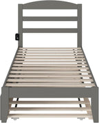 AFI, Warren Twin Platform Bed with Twin Trundle, Grey