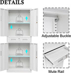BESFUR Metal Cabinet, Garage Storage Cabinet with Drawer and Adjustable Shelves for Garage, Office, School - White