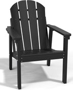 Adirondack Chair, All Weather HDPE Fire Pit Chairs, Oversized Plastic Adirondack Chair for Outdoor, Balcony, Deck, Backyard, Patio, Garden, Poolside, Lawn Black