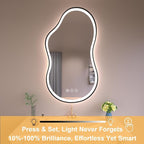 WTTY LED Irregular Bathroom Mirror 24x36 Inch with Front & Back Lights - Asymmetrical Design, Anti-Fog, Dimmable 3 Color Temperatures, Shatterproof Glass, Horizontal or Vertical Mount (Black Frame)