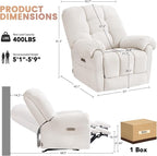 EONIX Mordern Massage Rocker Recliner Chair, Dual Motor Power Rocking Recliners for Small Spaces, Lazy Boy Recliner Chair with Heat and Massage for Living Room, Bedroom, Study, Pearl White