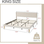 AGARTT Upholstered Platform Bed Frame King Size with Headboard and Footboard/Wooden Slats Support/No Box Spring Needed/Easy Assembly,Beige Velvet