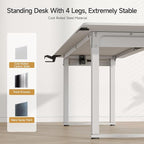 ONBRILL Standing Desk, 63x30 Inches Rectangle Stand Up Desk with 4 Legs, Dual Motor and Memory Controller, Adjustable Height from 28-46 Inches for Home and Computer Workstation, White