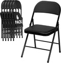 6 Pack Black Folding Chairs with Padded Cushion for Outside, Portable Stackable Commercial Metal Foldable Chairs with Steel Frame for Party Home Events Office Wedding, 350lbs Capacity