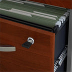 Pemberly Row 72" W U-Shaped Desk with Mobile File Cabinet in Hansen Cherry