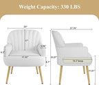 Velvet Accent Chair, Modern Upholstered Single Living Room Chairs with Tufted Back, Cozy Sofa Side Armchair with Metal Legs for Bedroom/Office/Reading Room, Beige