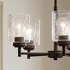 Kichler Winslow 19.75" Chandelier in Olde Bronze®, 5-Light Chandelier for Dining Room, Living Room, or Bedroom, Clear Seeded Glass, (19.75" W x 16" H), 44030OZ