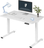 FLEXISPOT E6 3 Stages Dual Motor Electric Standing Desk 48x30 Inch Whole-Piece Board Height Adjustable Electric Sit Stand Desk(White Frame + White Desktop, 2 Packages)