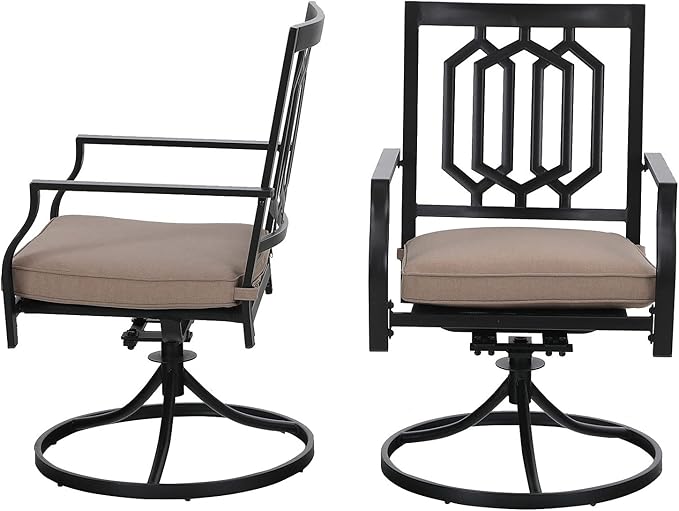 Sophia & William Outdoor Metal Swivel Chairs Set of 2 Patio Dining Rocker Chair with Cushion Furniture Set for Garden Backyard Bistro, 300 lbs
