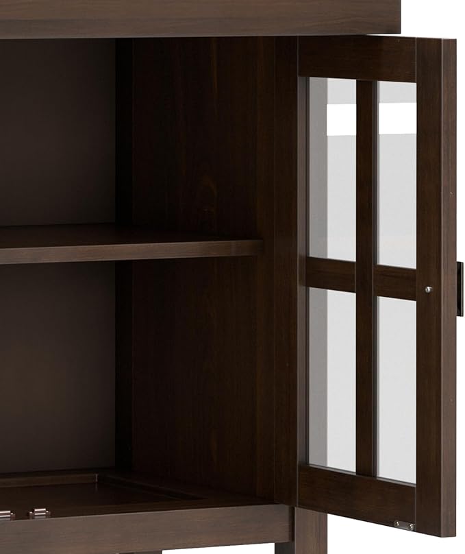 SIMPLIHOME Artisan Buffet - 60 inch Wide Solid Wood 4-Door Sideboard Buffet in Natural Aged Brown, Storage Cabinet for Dining Room or Kitchen with Adjustable Shelves and Square Knobs