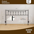 Metal Queen Size Headboard, Victorian Farmhouse Style, Easy Assembly, Steel Headboard Only for Bedroom - Black