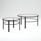 Henn&Hart Round Nested Coffee Table in Blackened Bronze, Coffee Table coffee tables for living room, studio apartment essentials, 36" Wide