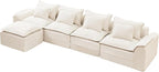 Hobestluk Cloud Modular Sectional Couch 4-Seater Sofa with Ottoman L Shaped Couch Deep Seat Sofa with Removable Cover Large Sofa for Living Room (Beige, 4-Seater Sofa with One Ottoman)